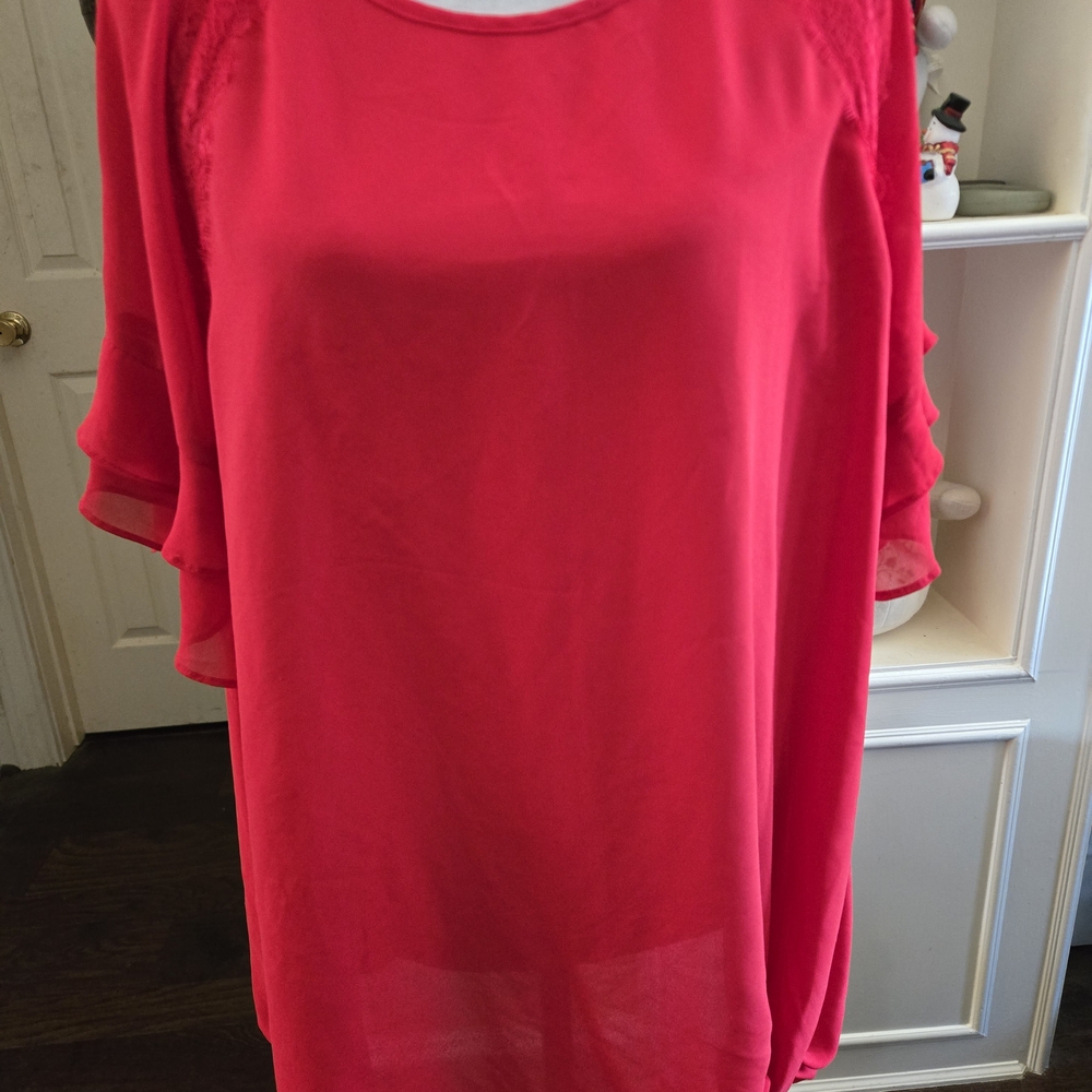 Cato Red Flutter Sleeve Blouse 18/20W